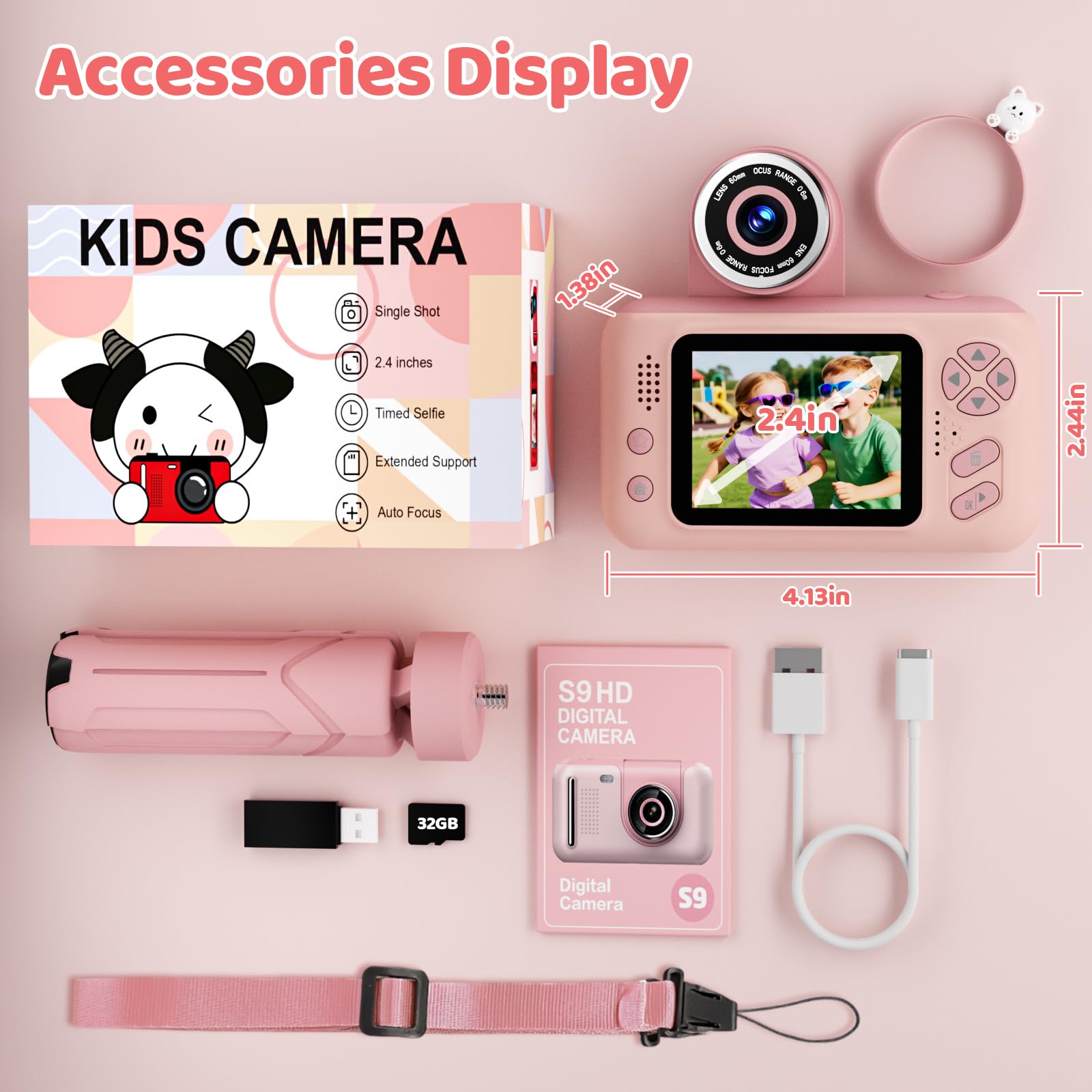 Makolle premium children camera kit in original packaging showing all included setup accessories
