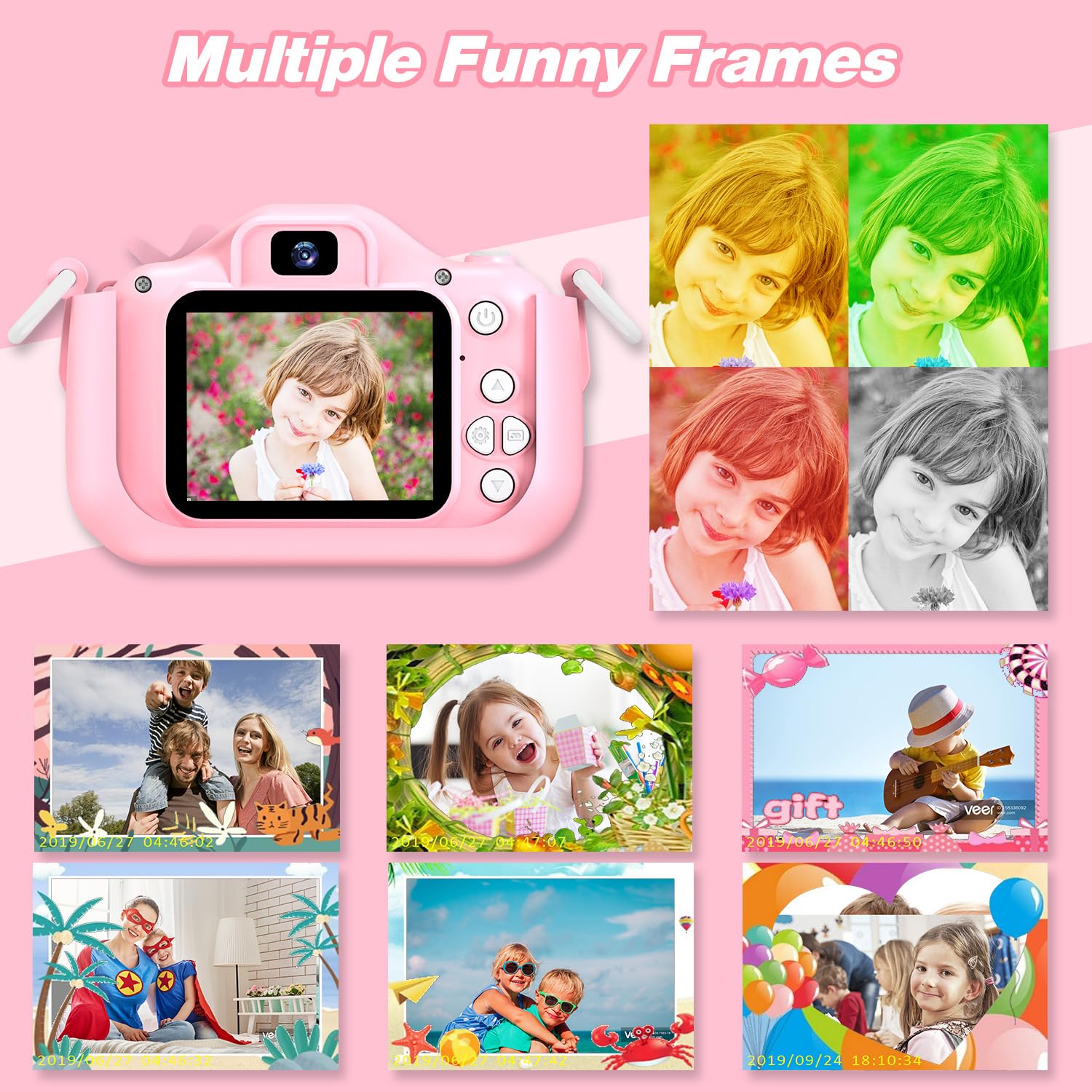 Goopow lightweight camera for children with the included wearable neck lanyard attached