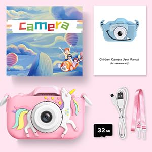 Goopow portable digital video camera alongside the included universal micro USB charging cord