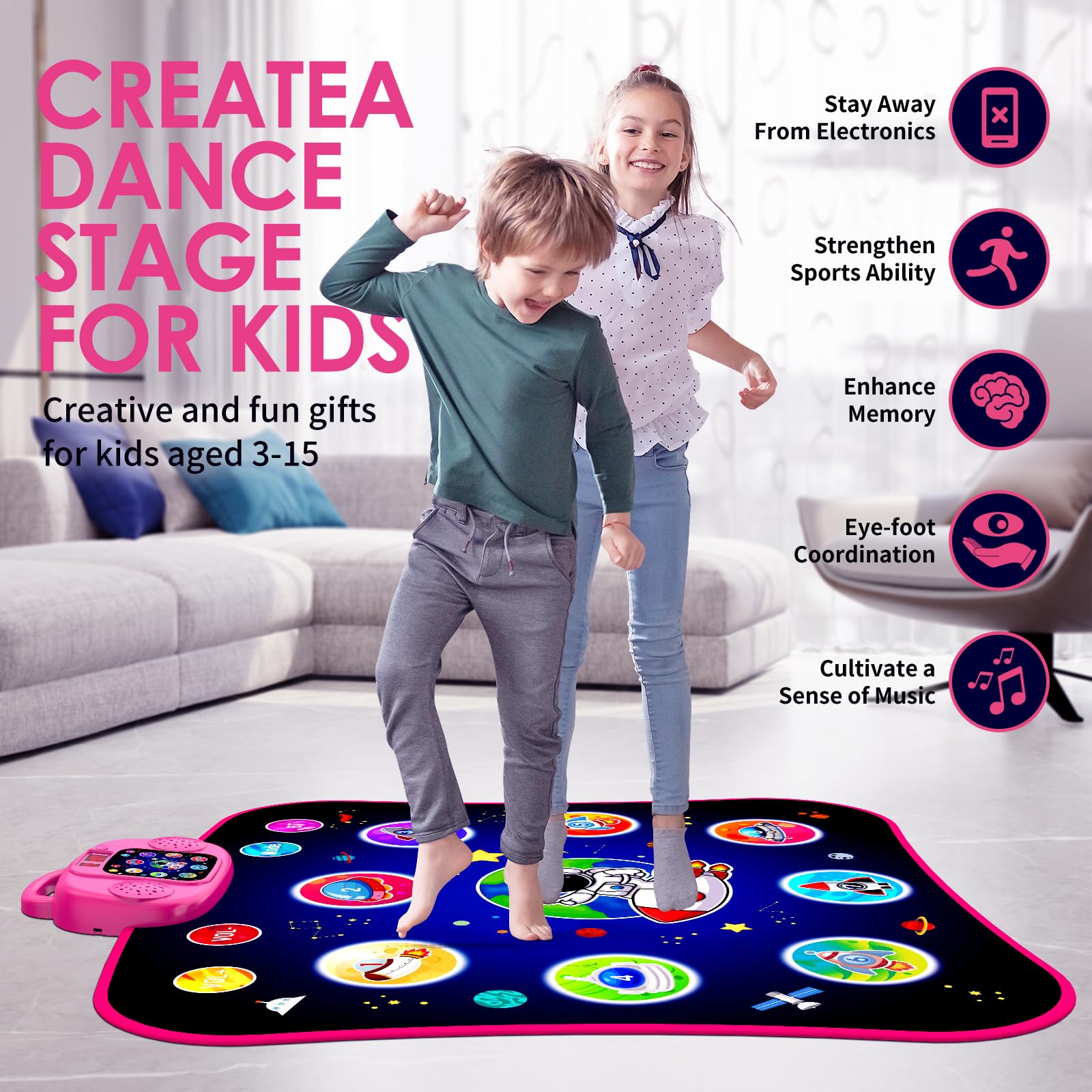 Side view of non-slip base on OMOZOMBB interactive dance pad