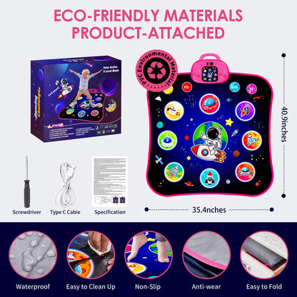 Kids using Bluetooth speaker function on OMOZOMBB dance mat