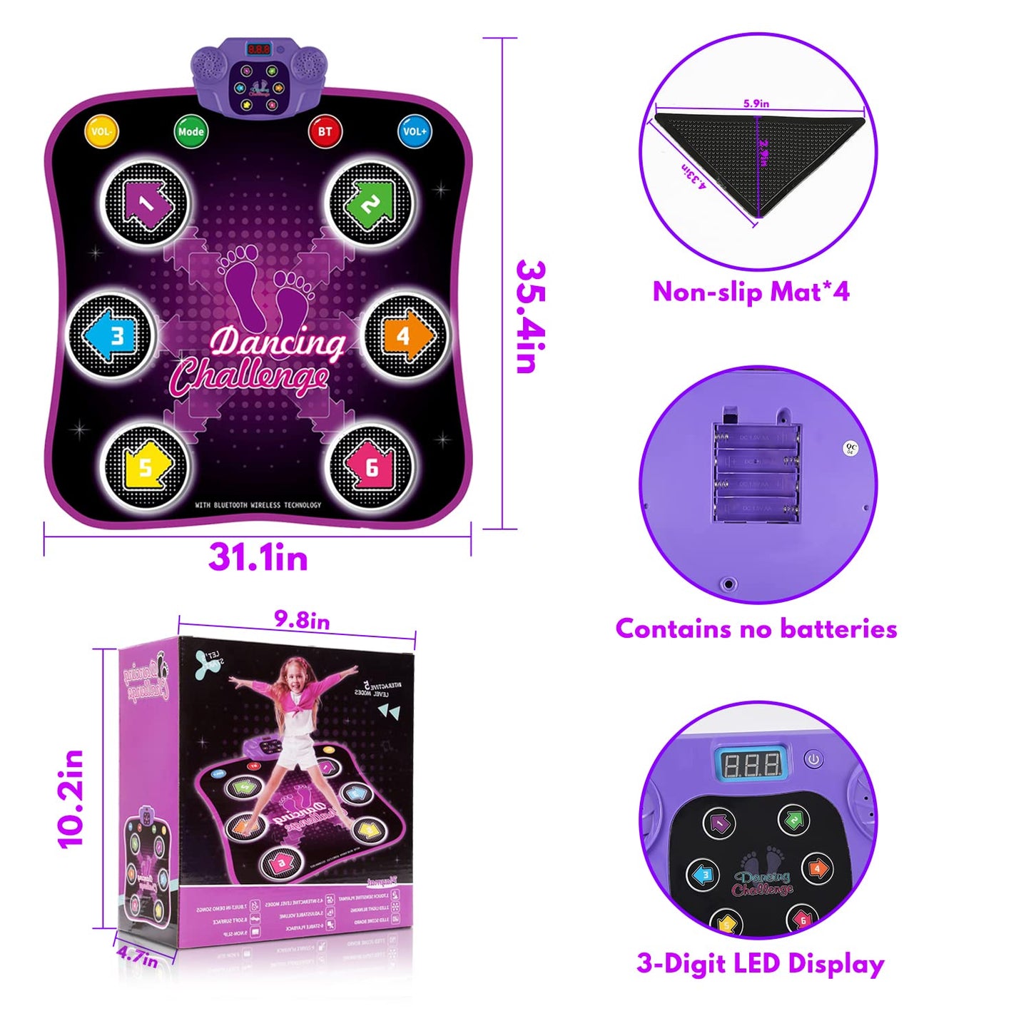 Anti-slip bottom surface of Fuairmee kids dance mat