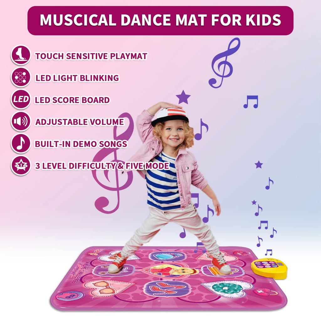 Top view of Ankkie interactive dance mat for girls
