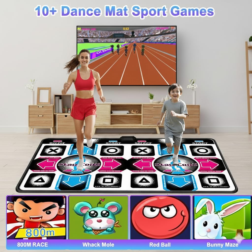 Family playing games on Quanwuhang dance mat