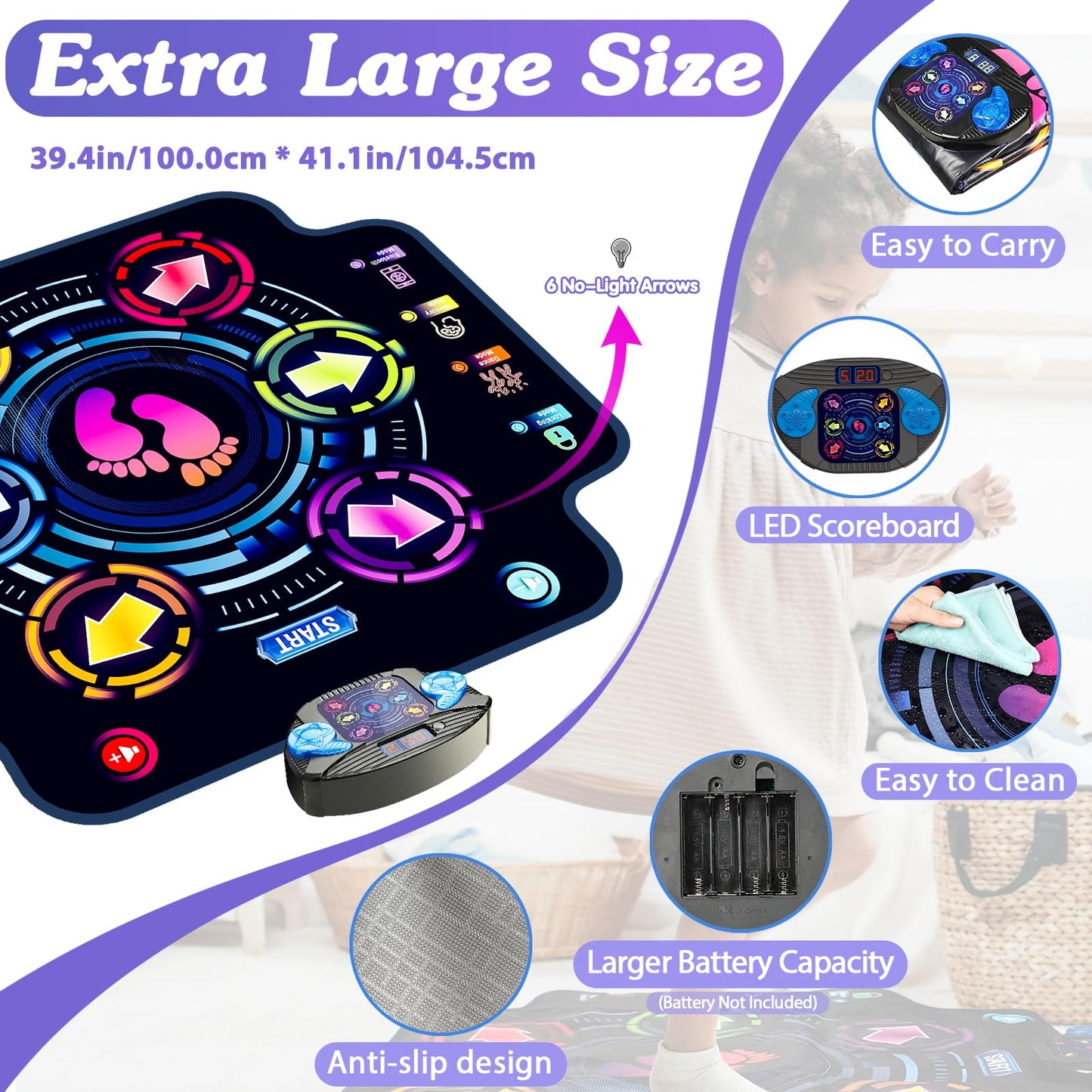 Top down view of the foldable Kizjorya dance mat