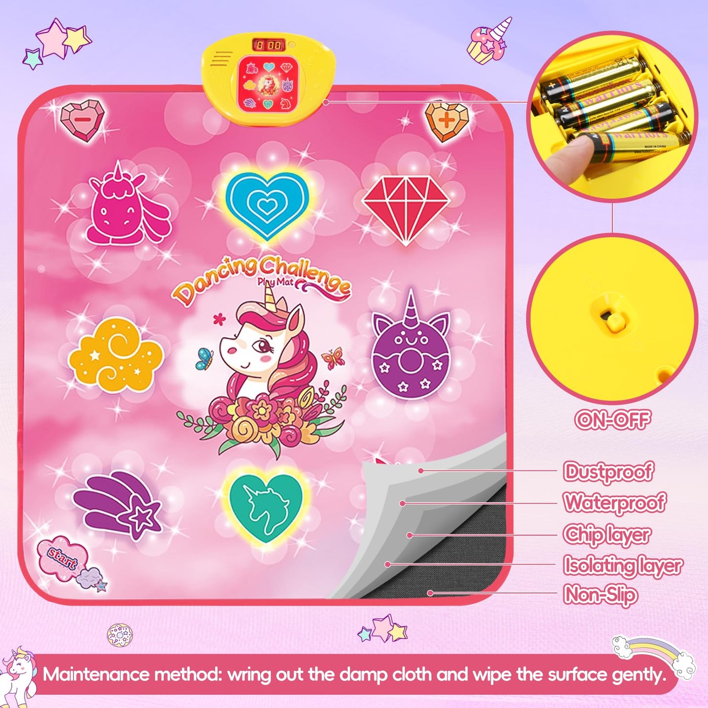 Heavy duty vinyl kids non slip dancing playmat