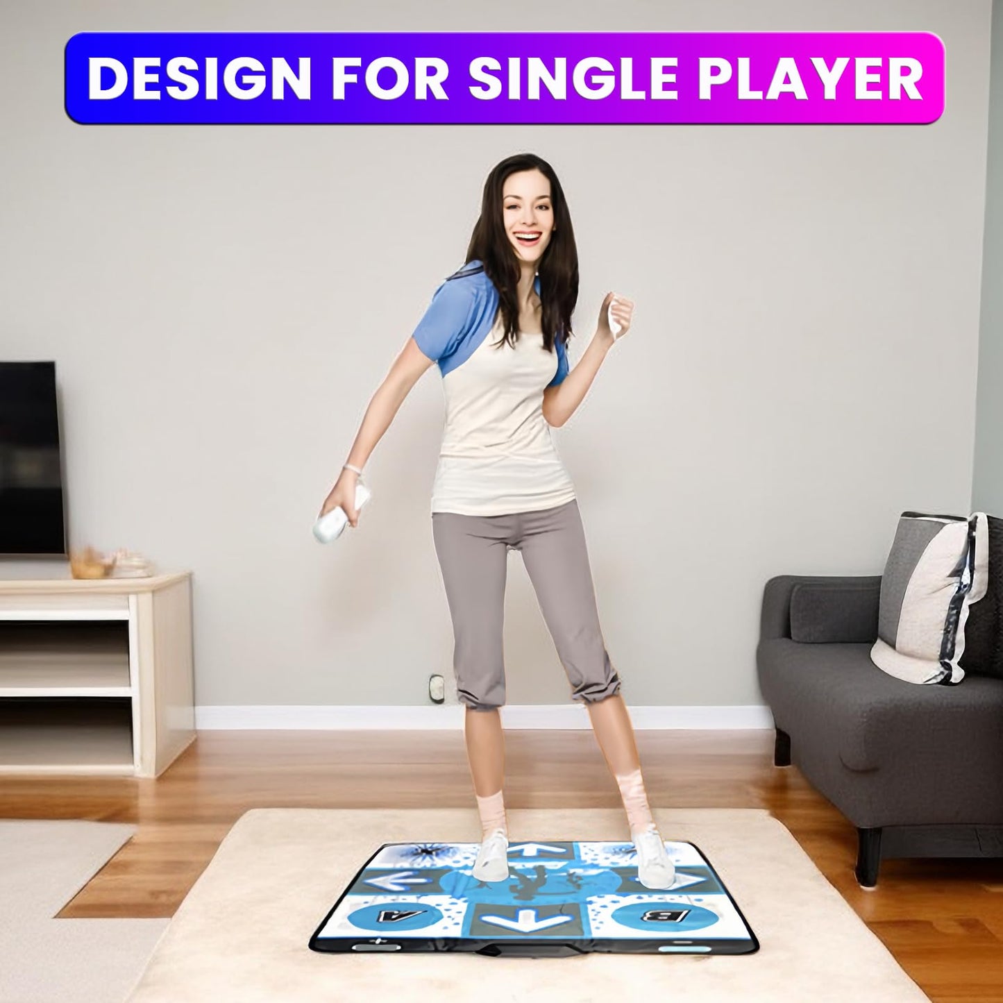 KoveYzao non-slip dance mat showing star graphics and directional buttons