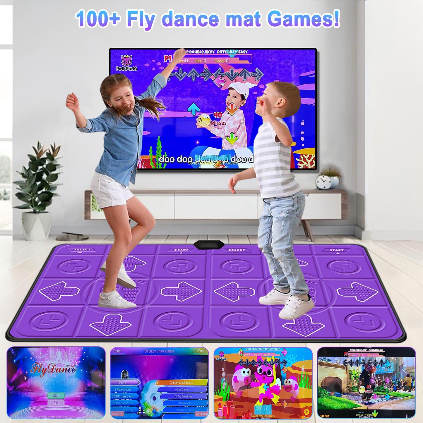 Two people playing on the wireless dance pad