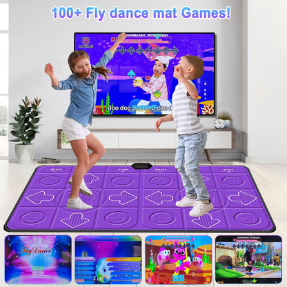 Two people playing on the wireless dance pad