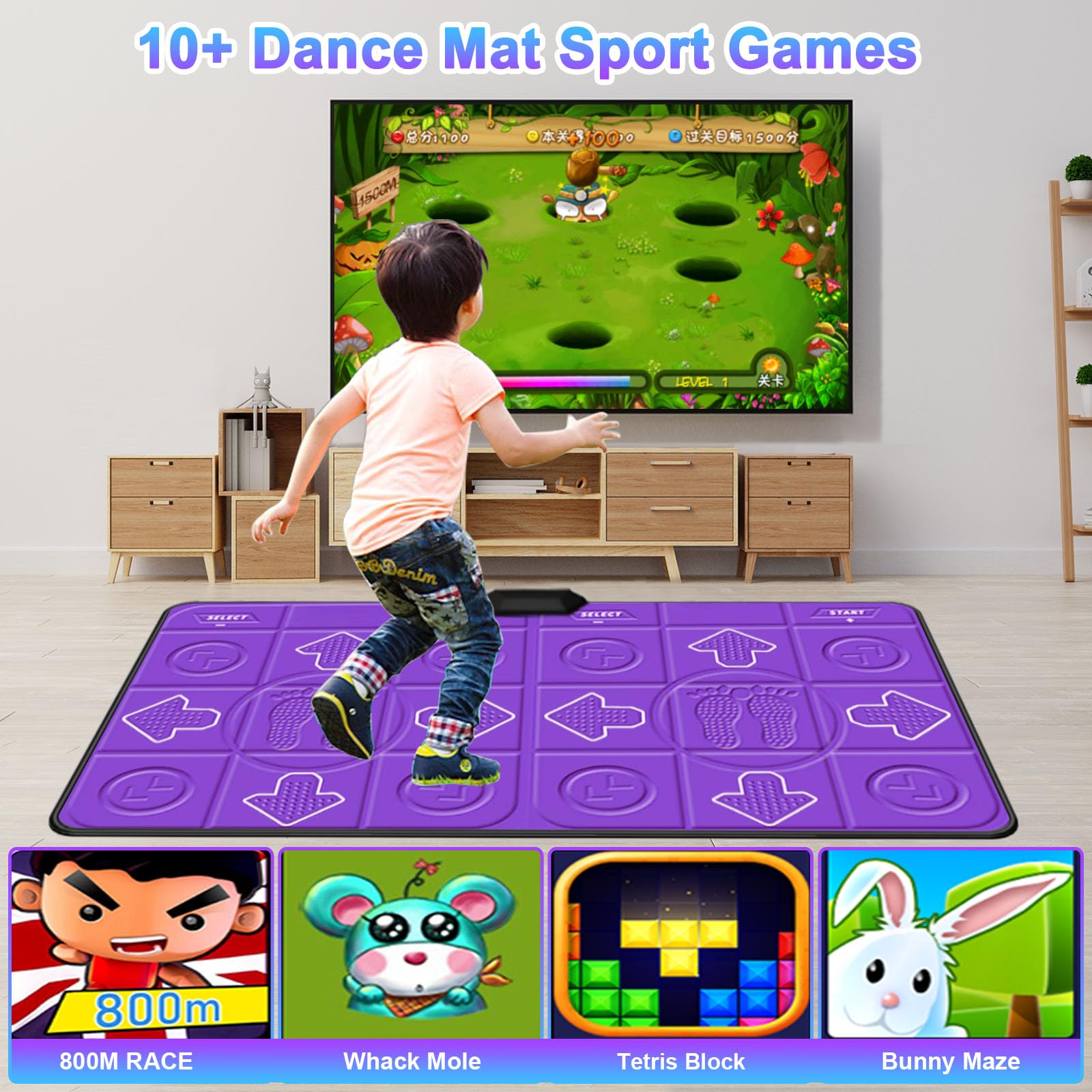 Top view of the purple wireless dance step mat