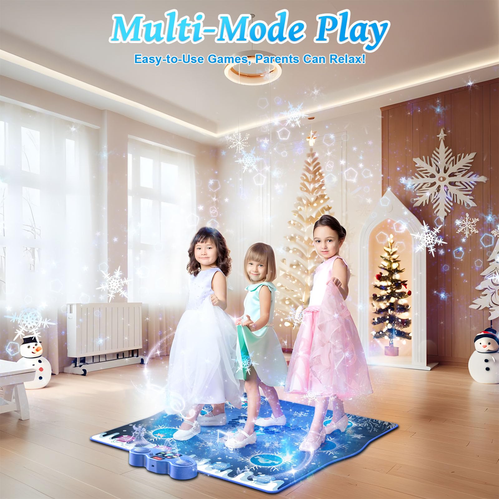 Child jumping and playing on the anti-slip princess dance mat
