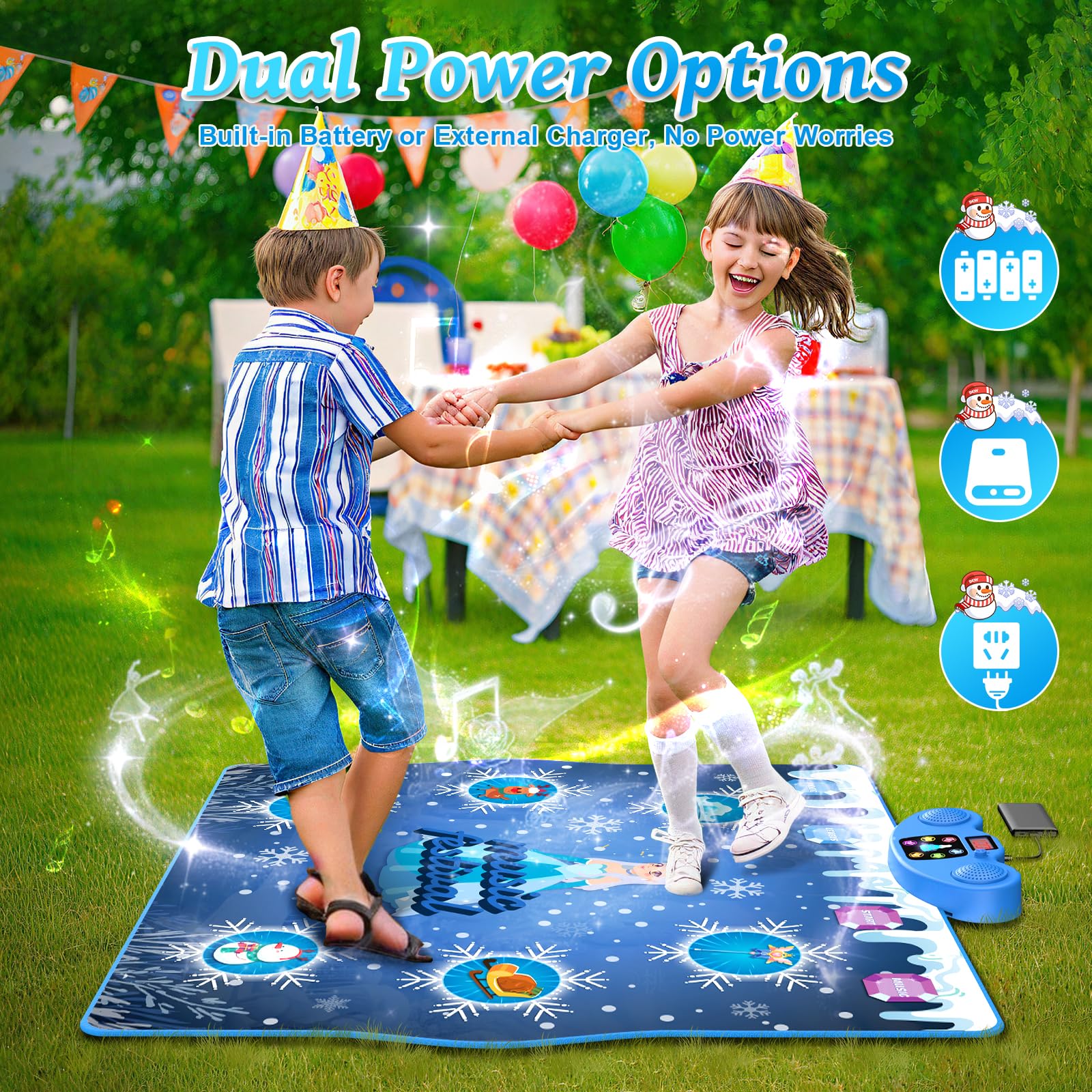 Close up of the Bluetooth music control settings on the dance mat