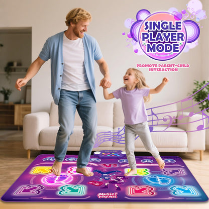 Top view of the purple and white 2-player musical dance pad