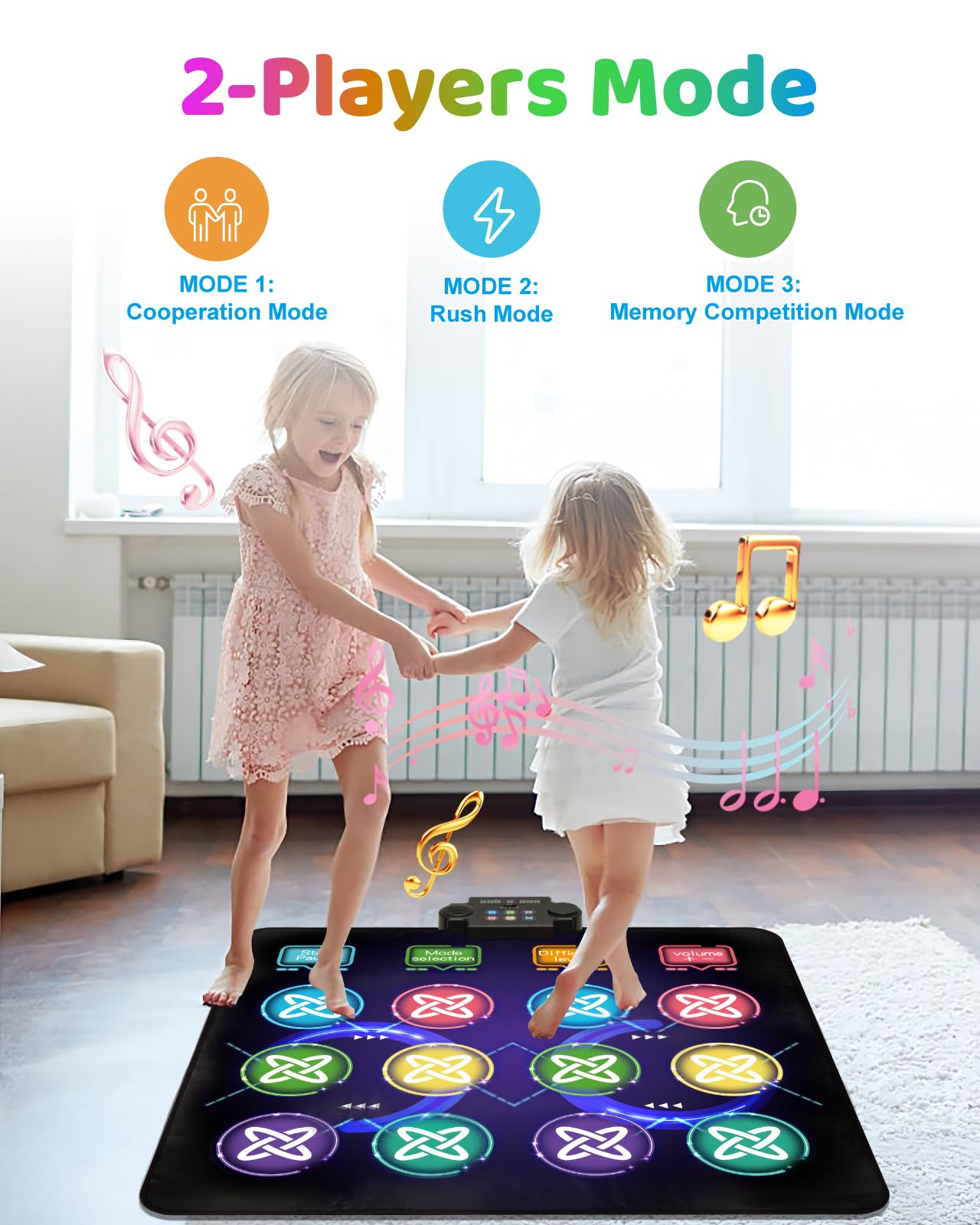 Close up of 12 button LED light up dance mat