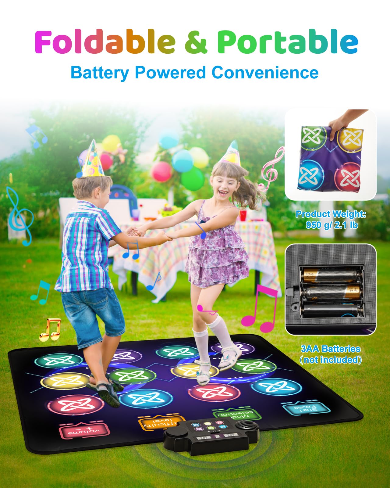 Gleamkid dance mat showing 2 player mode setup
