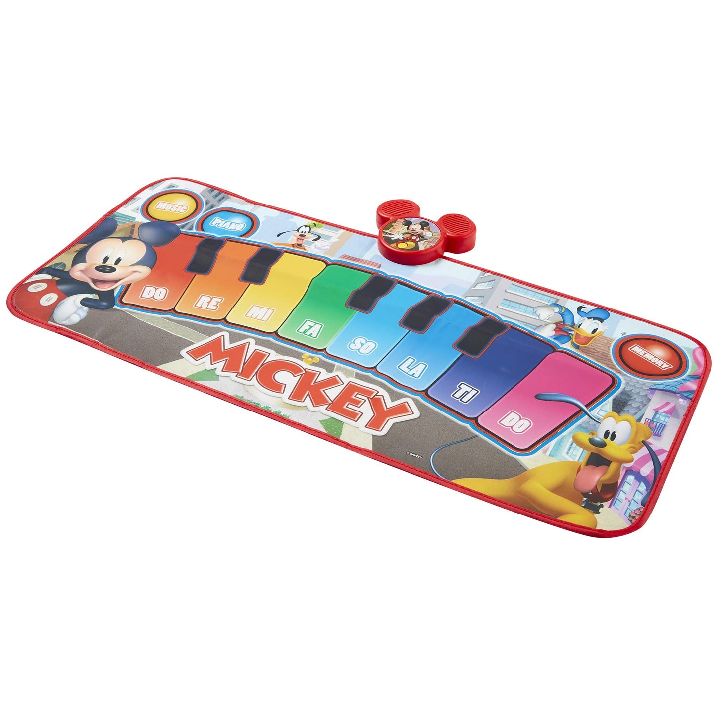 Close up of Mickey Mouse musical toy control panel and mode buttons