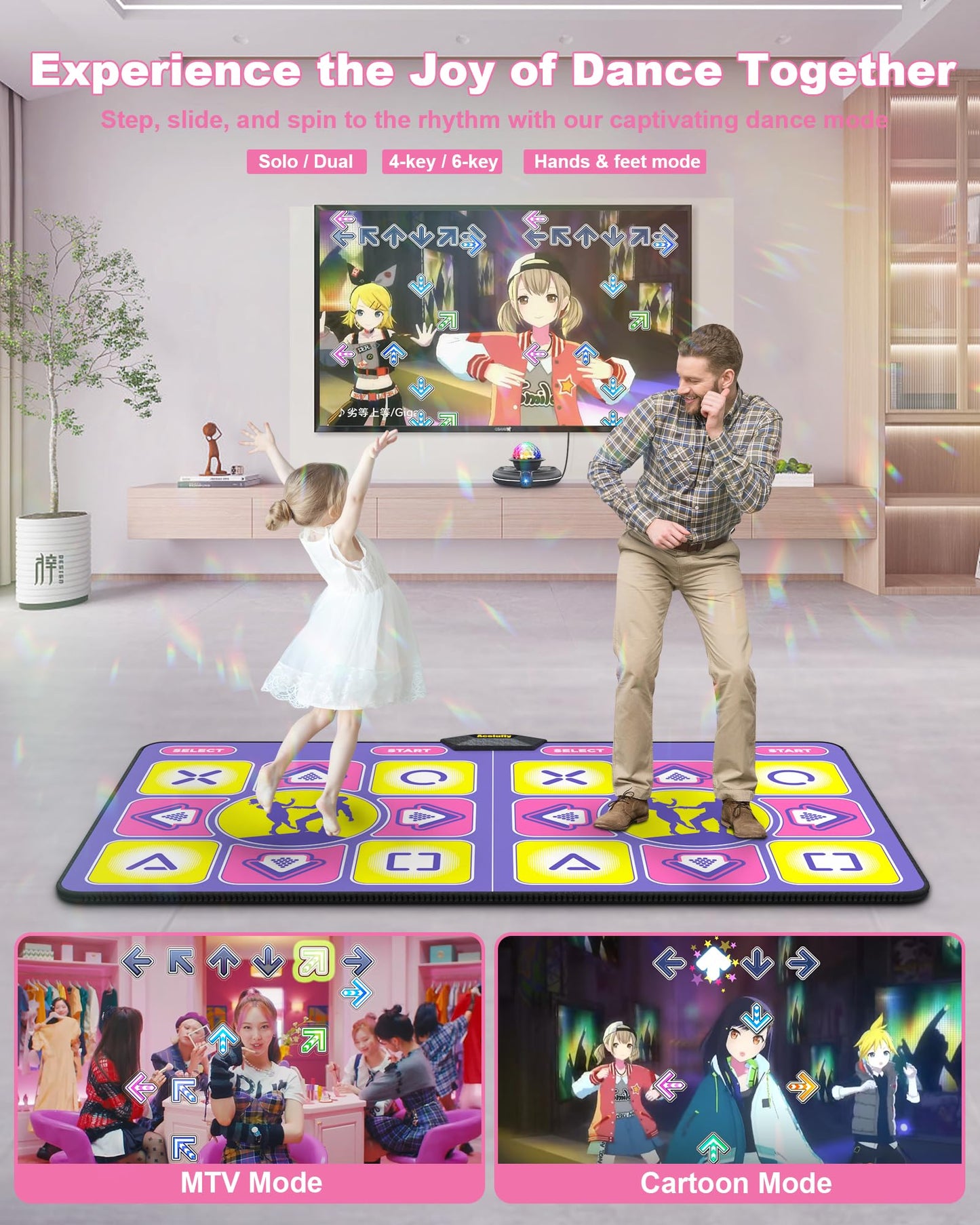 Acelufly fitness dance pad with HD camera and wireless controllers