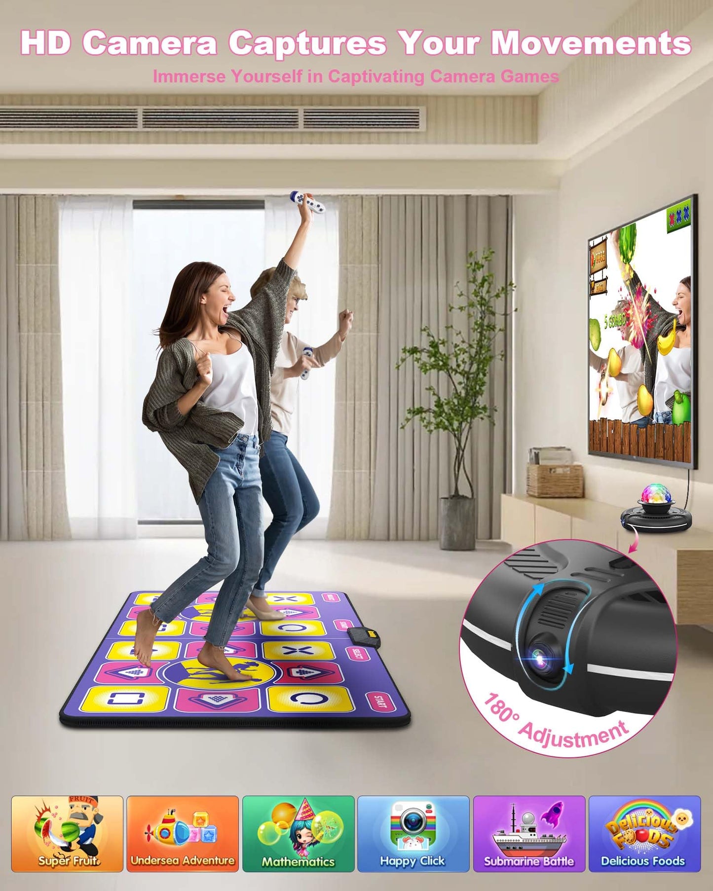 Kids and adults using Acelufly non-slip double dance mat for exercise