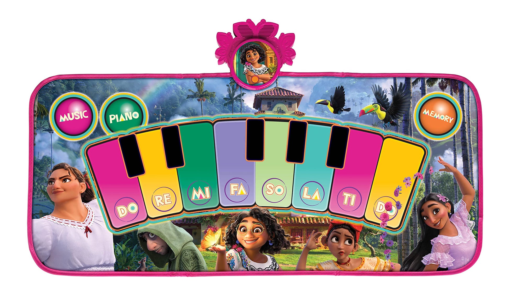 Child playing on Disney Encanto interactive hopscotch dance mat