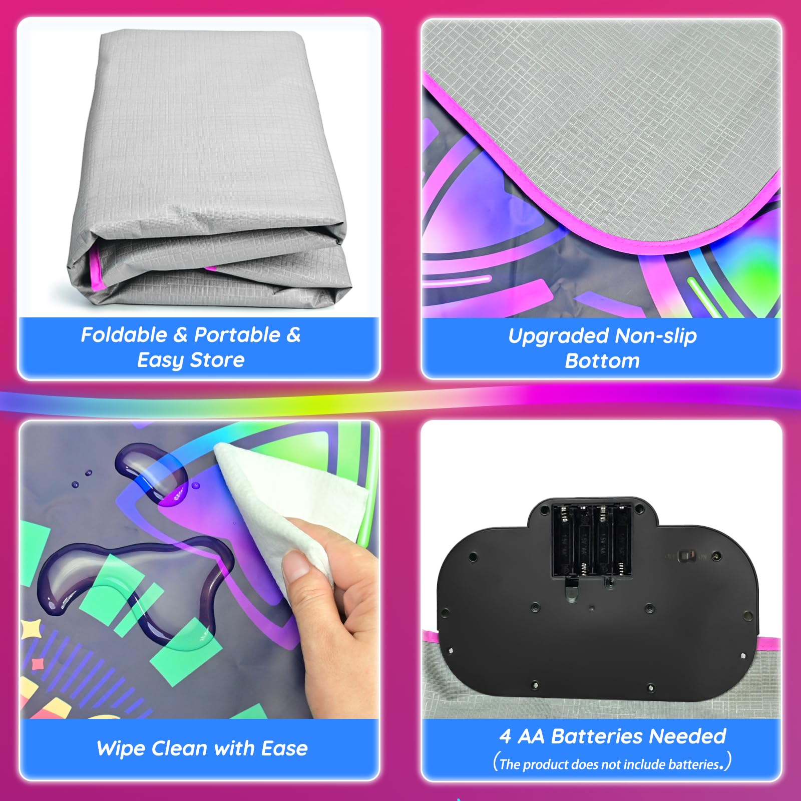 Top view of MOMUSE dance mat layout and activity zones