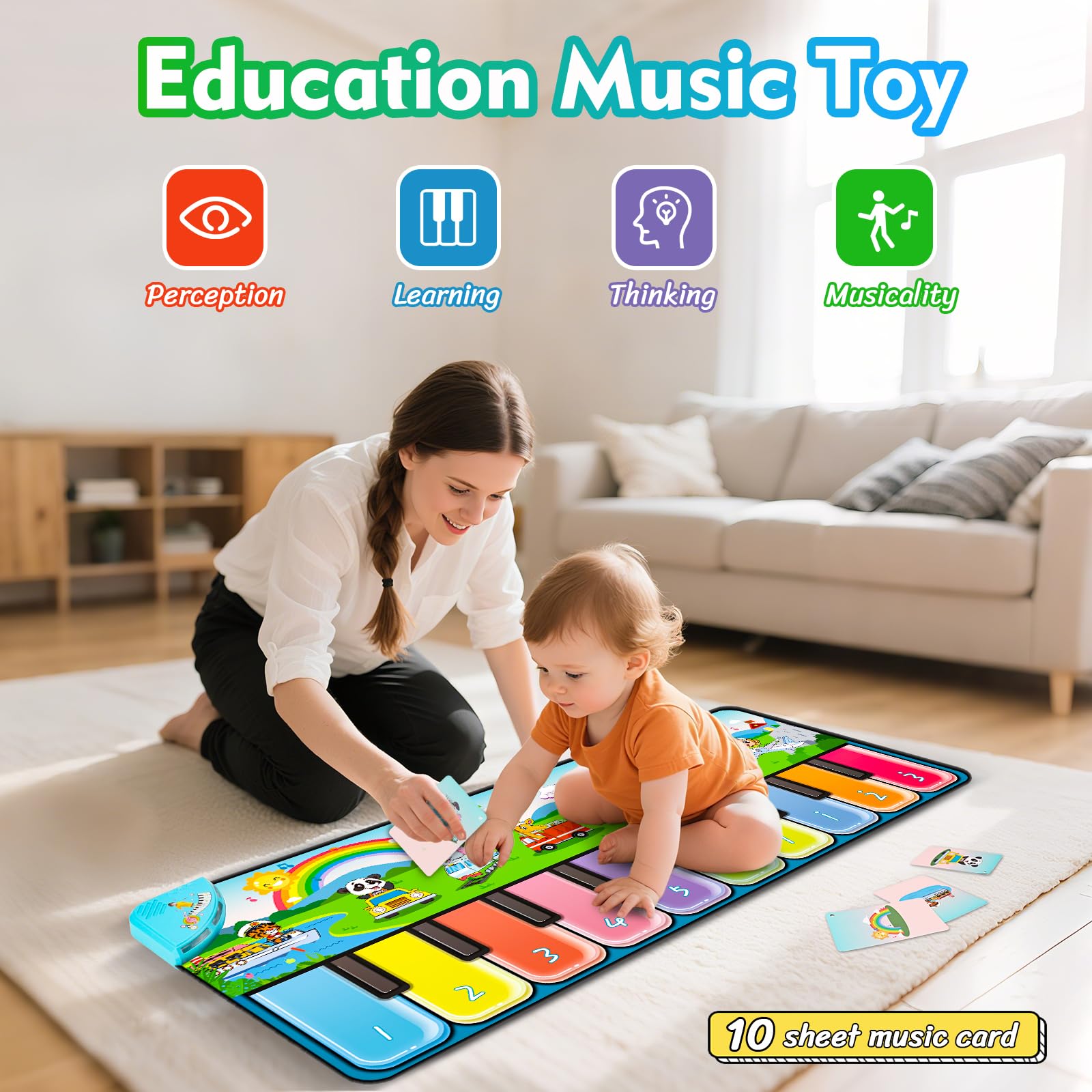 Fuceoruy educational sensory playmat for 1 2 3 year olds