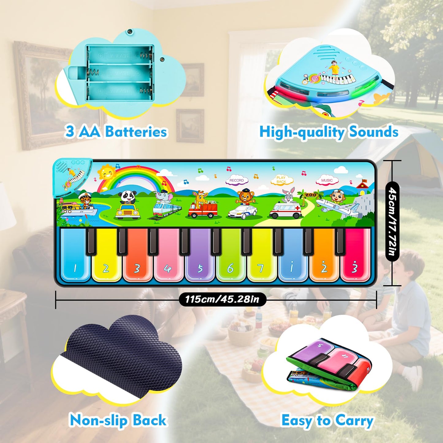 Fuceoruy portable musical mat folded for storage