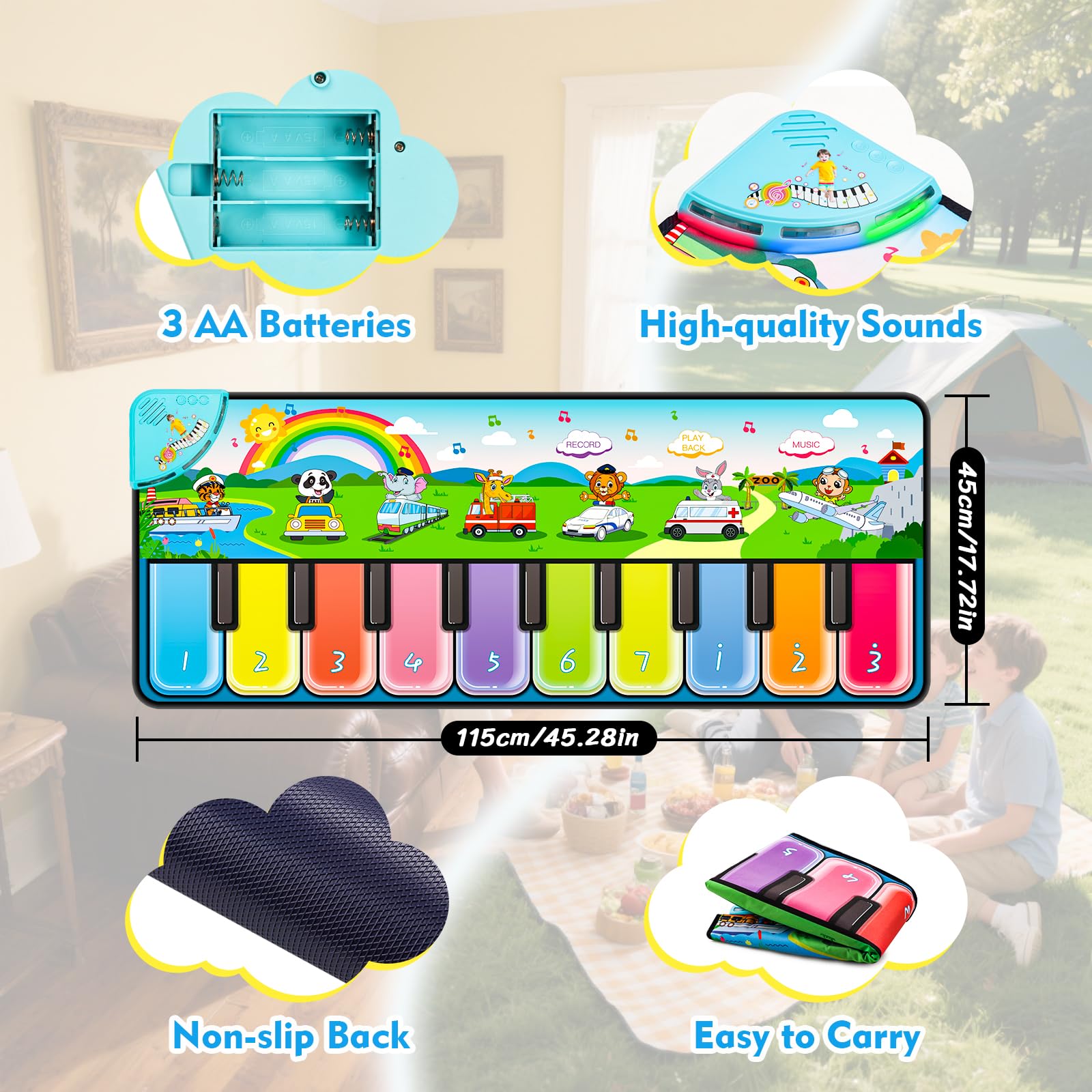 Fuceoruy portable musical mat folded for storage