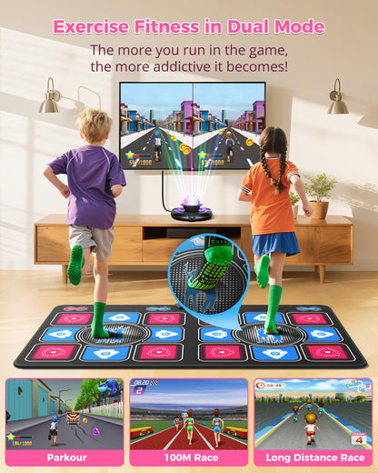 Two player motion sensing gaming on dance mat