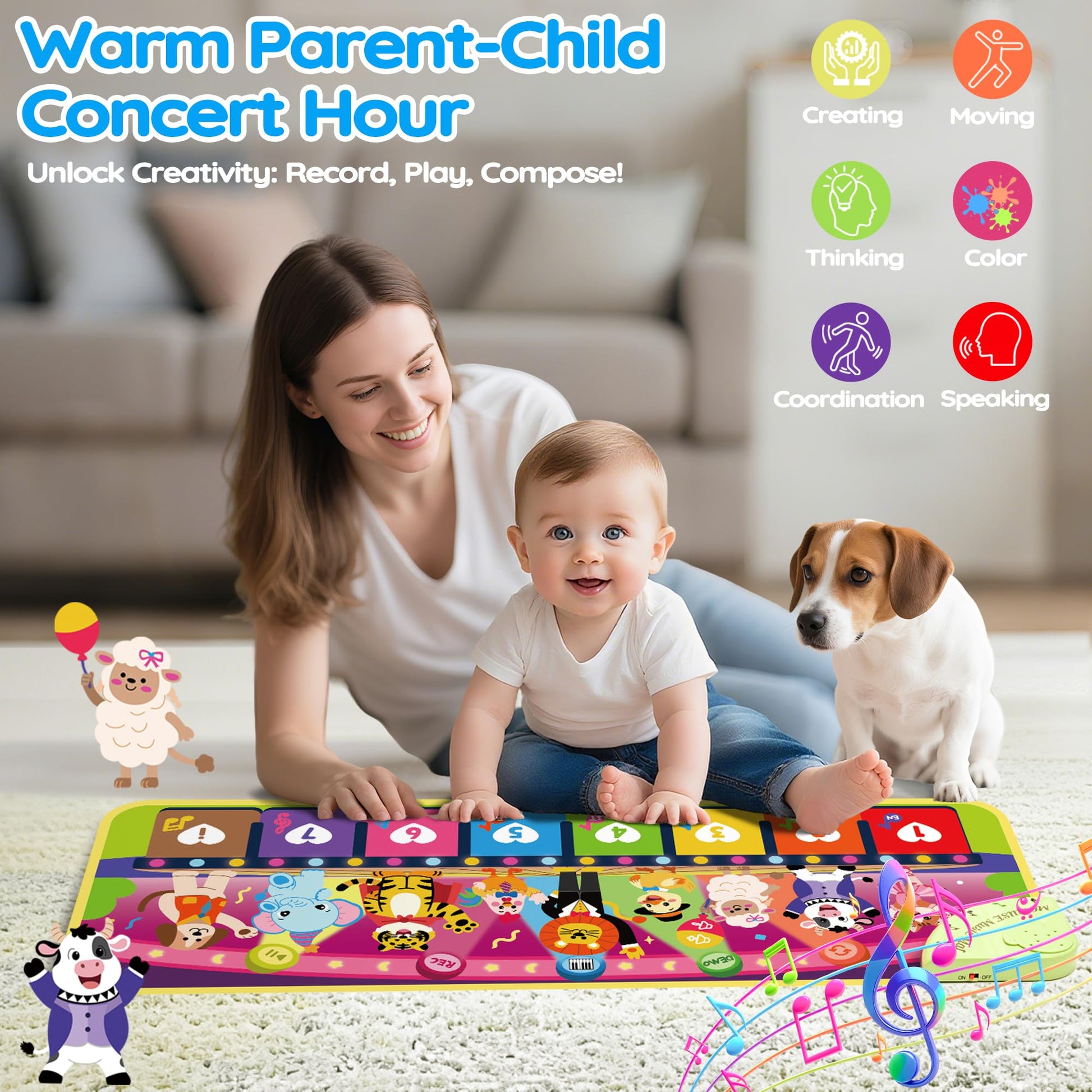 The Momuse piano mat folded for portable storage and travel.