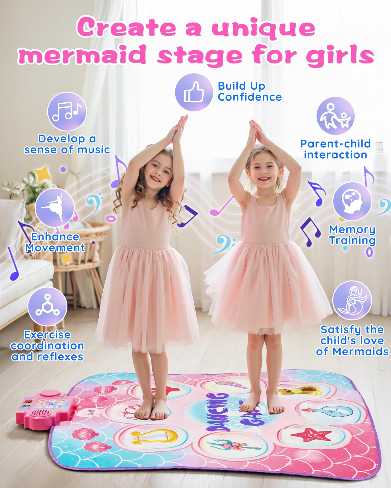 Gleamkid music dance toy showing the LED light display and game modes