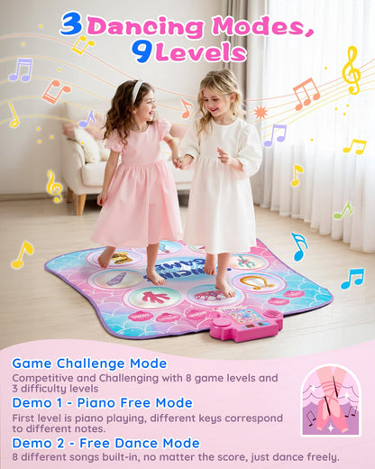 Top view of the ocean inspired design on the Gleamkid kids dance mat