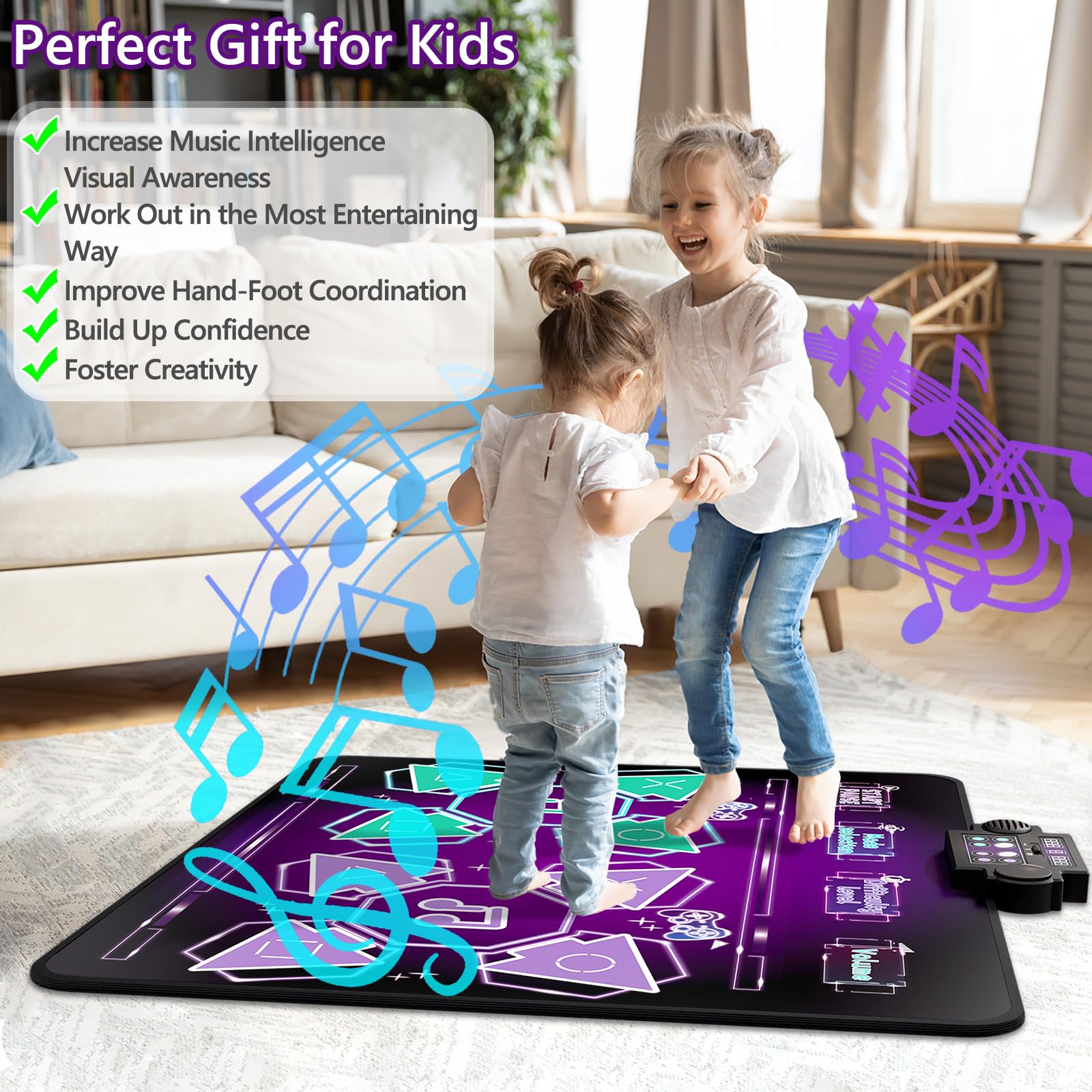 Top view of purple Joyvalley children dance pad