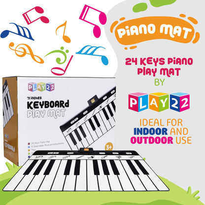 Close up of 24 keys on Play22 musical floor mat