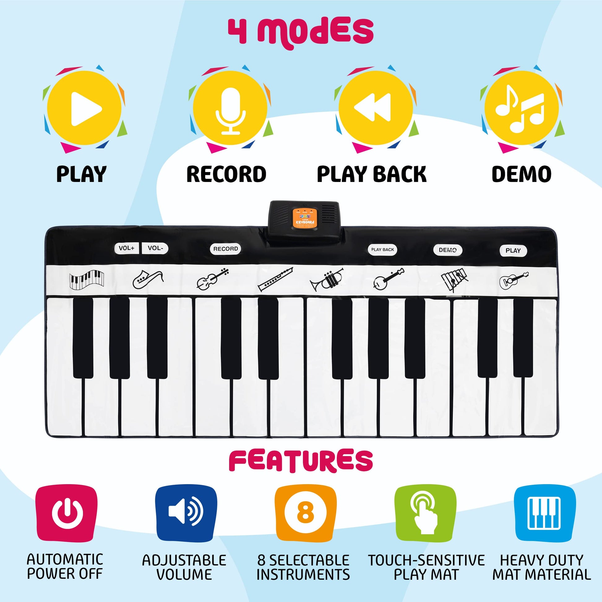 Play22 piano mat control panel with record and volume buttons
