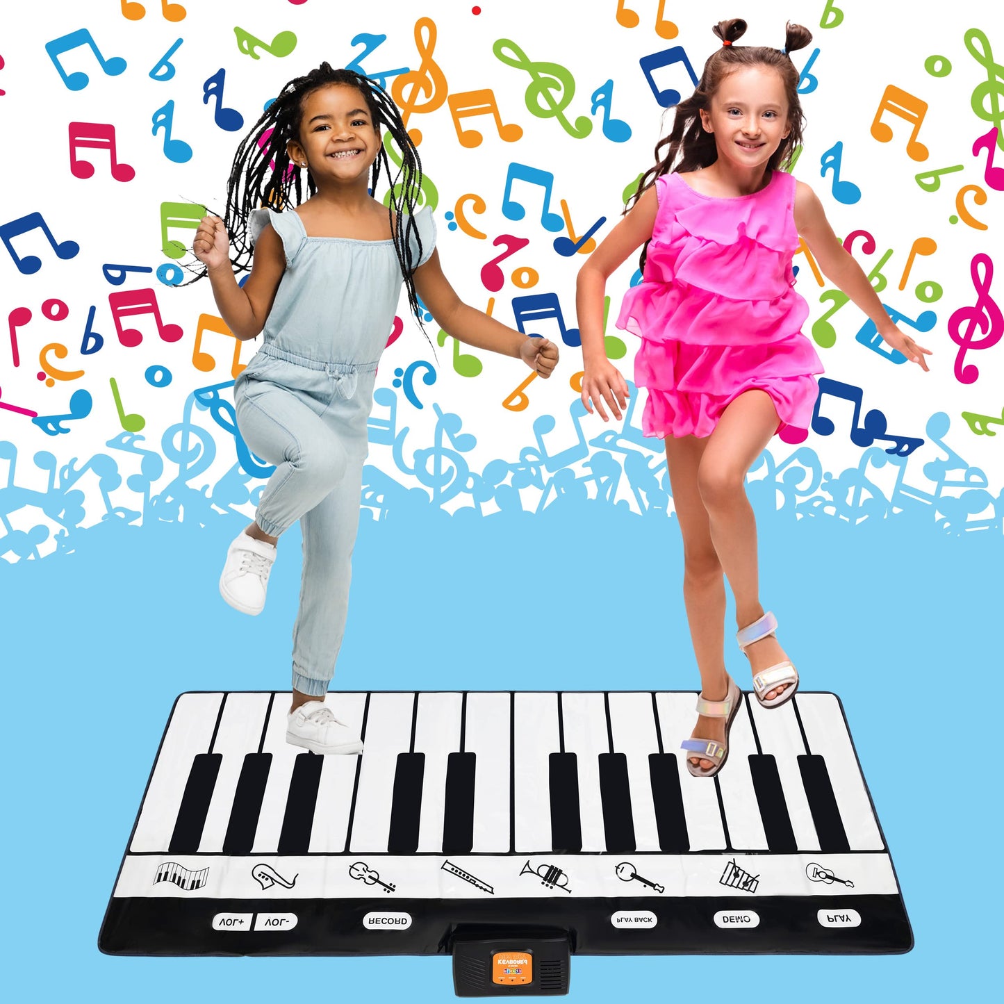 Kids enjoying music on Play22 educational floor keyboard