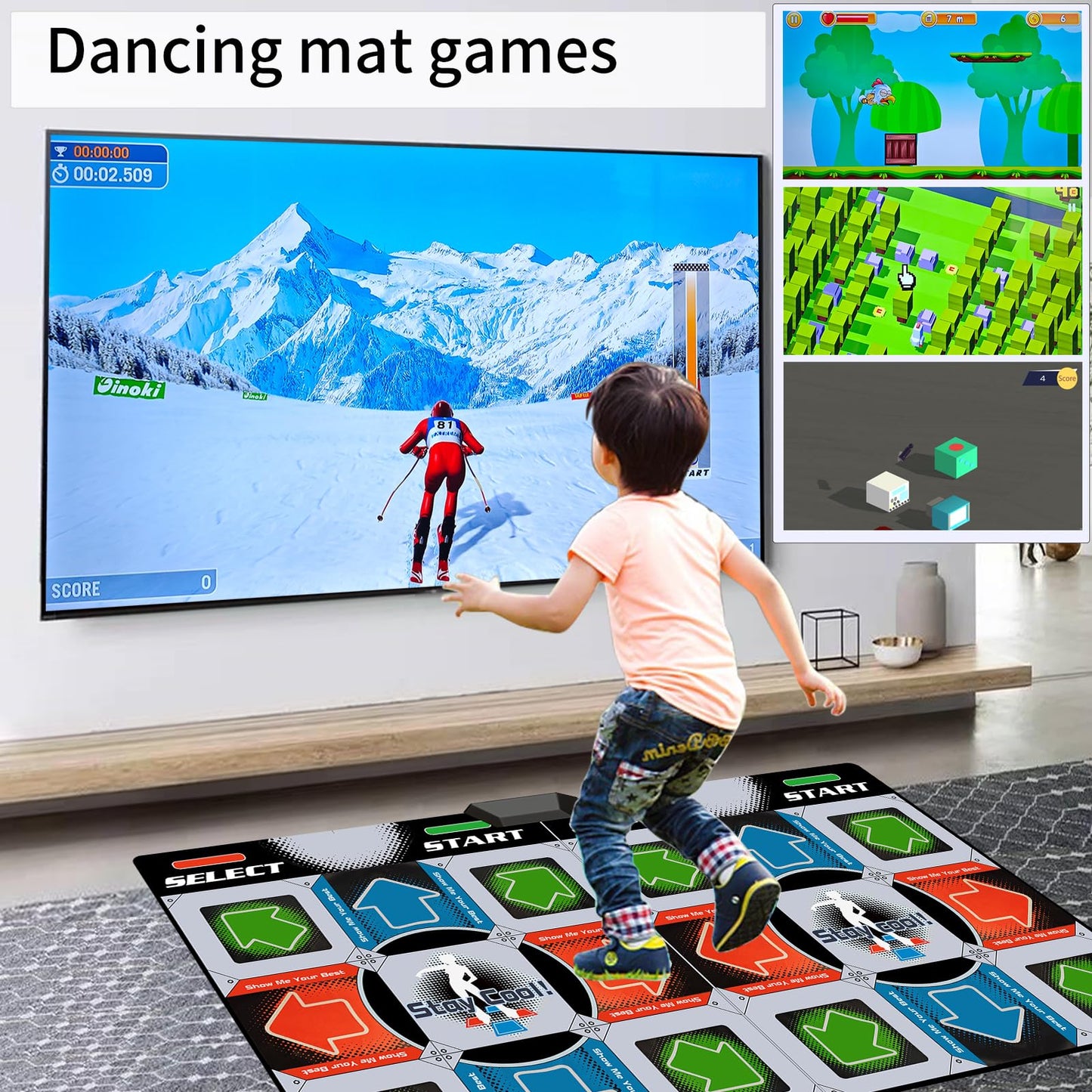 Kids using Damcoola interactive music dance mat