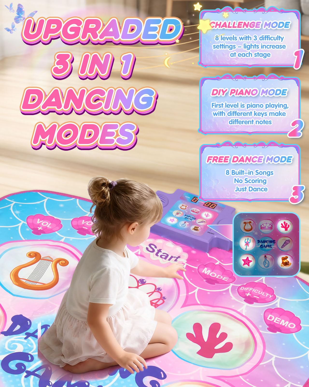 Foldable design of Leapio kids dance mat for easy storage