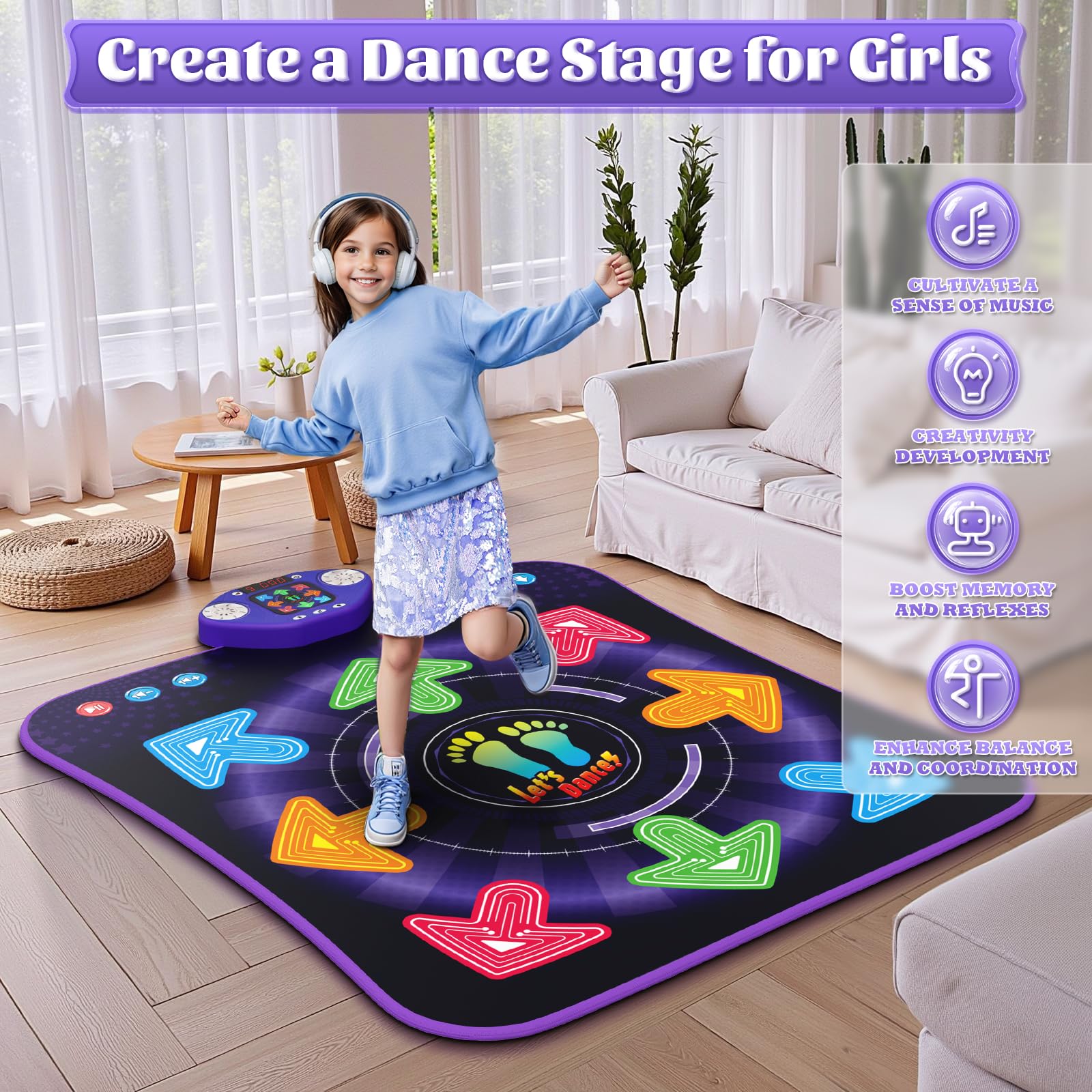 Side view of non-slip material on Waykee dance mat