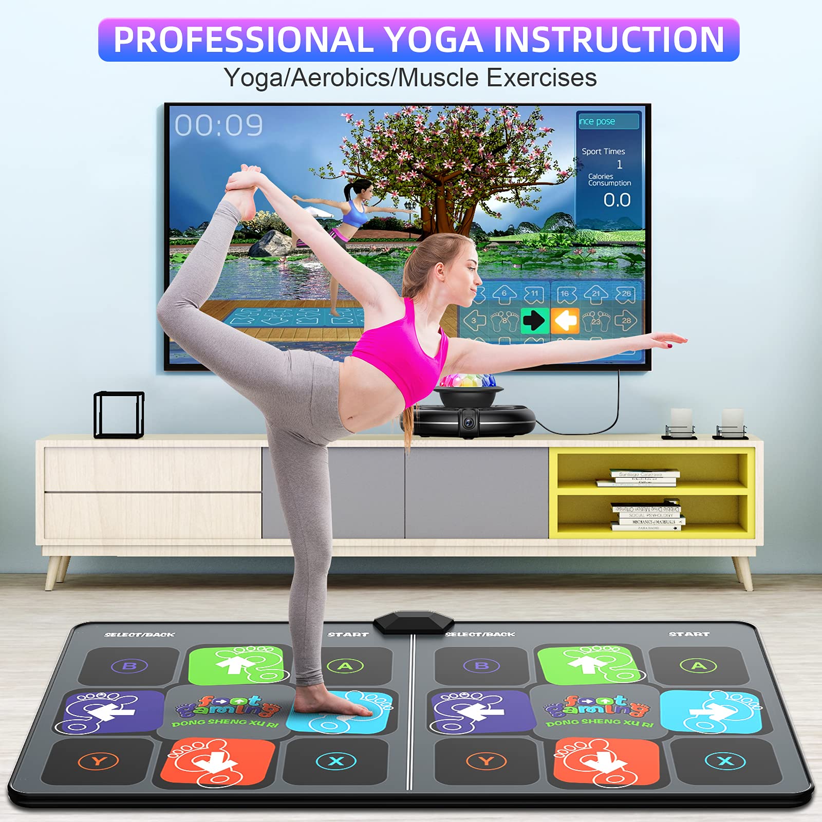 Fwfx dance mat fitness and yoga mode screen display