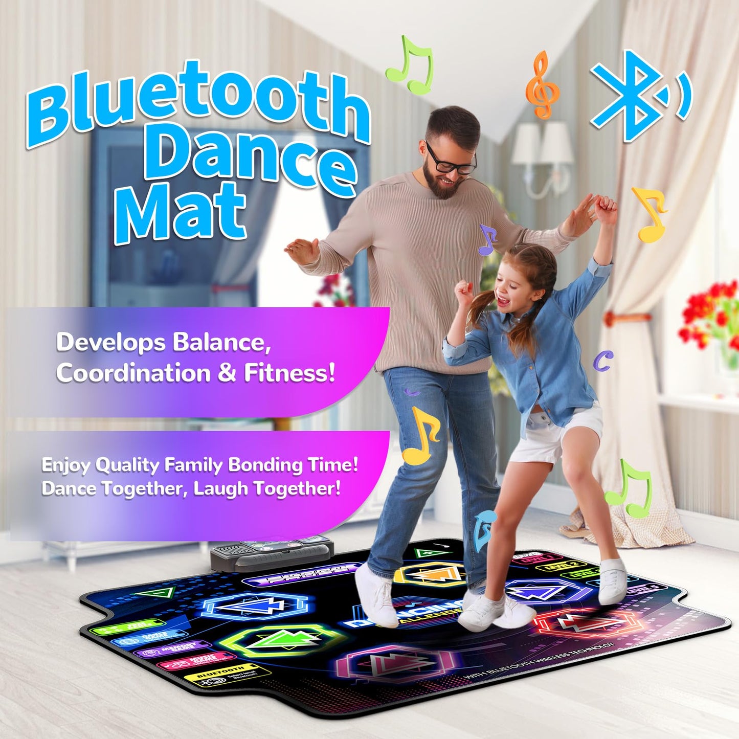 Close up of Yoziss dance mat side control buttons