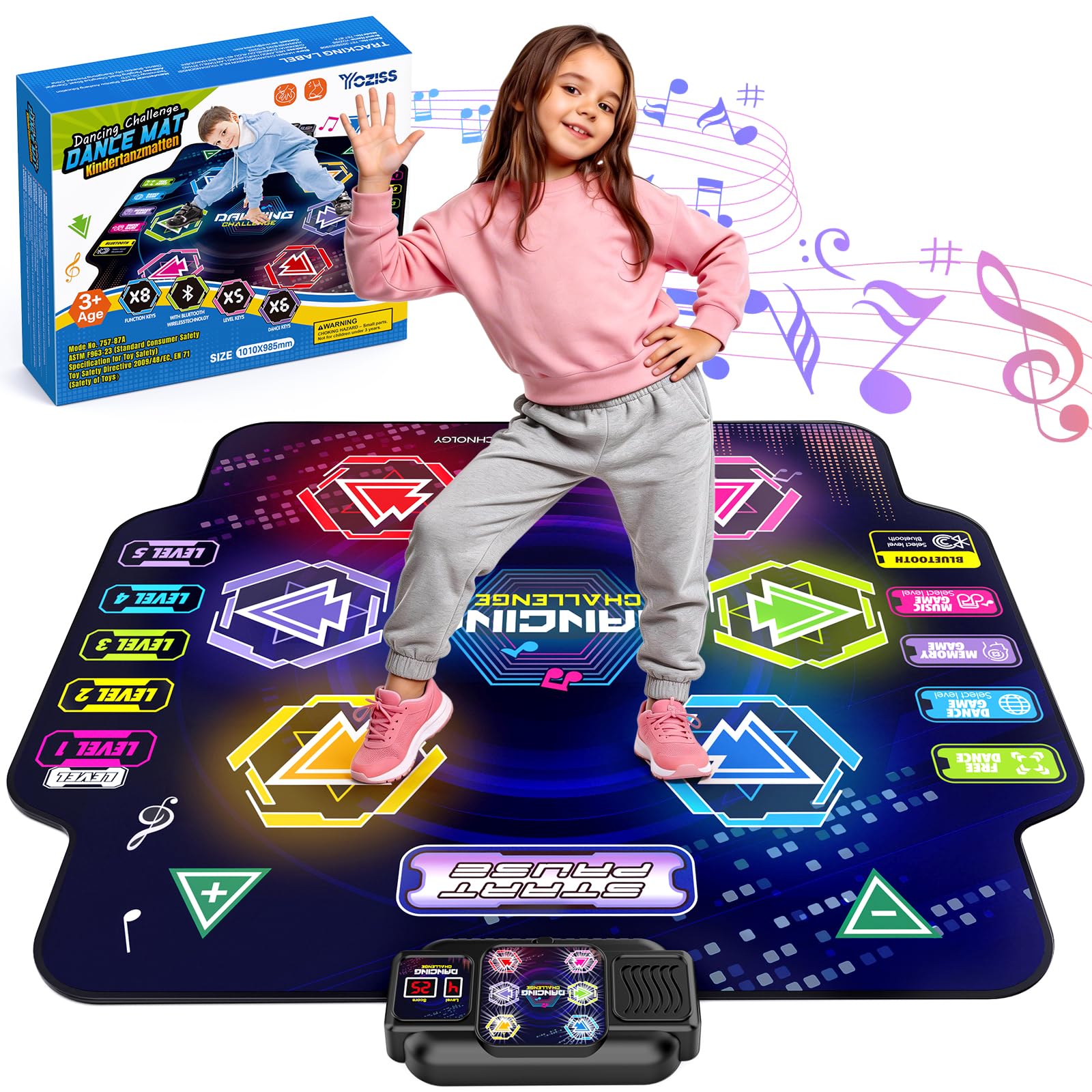 Young girl dancing on Yoziss musical game mat