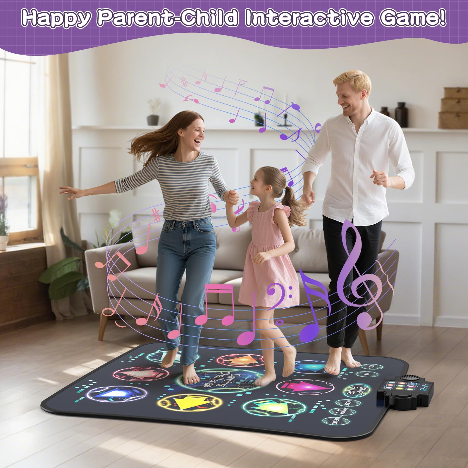 Back view of the non-slip Joycuddle dance mat surface