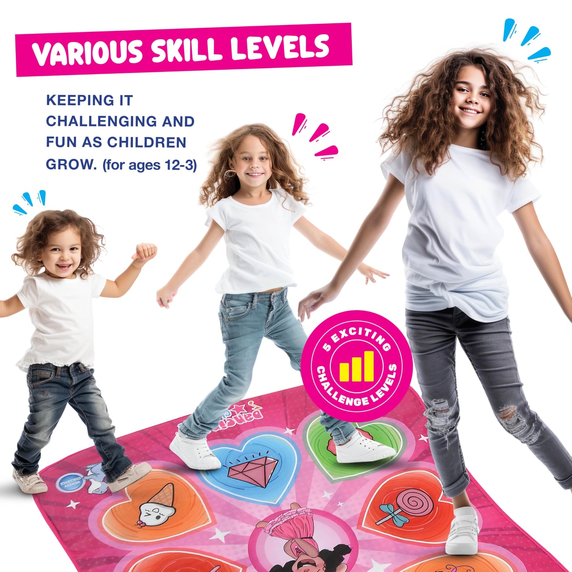 Child playing on Play22 electronic dance game mat