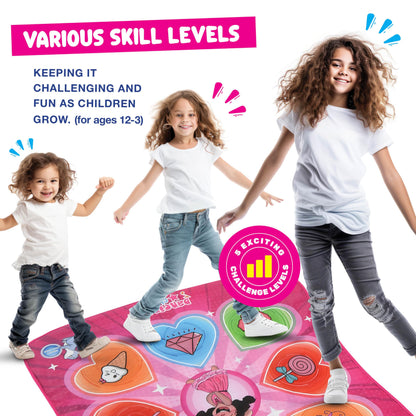 Child playing on Play22 electronic dance game mat