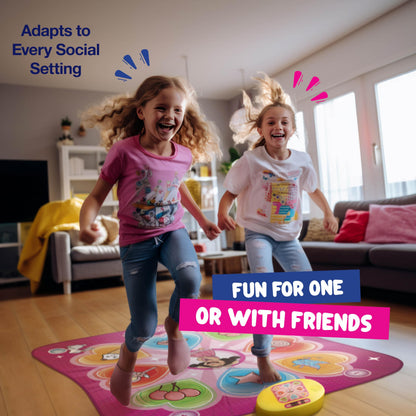 Play22 dance mat showing 5 challenge level settings
