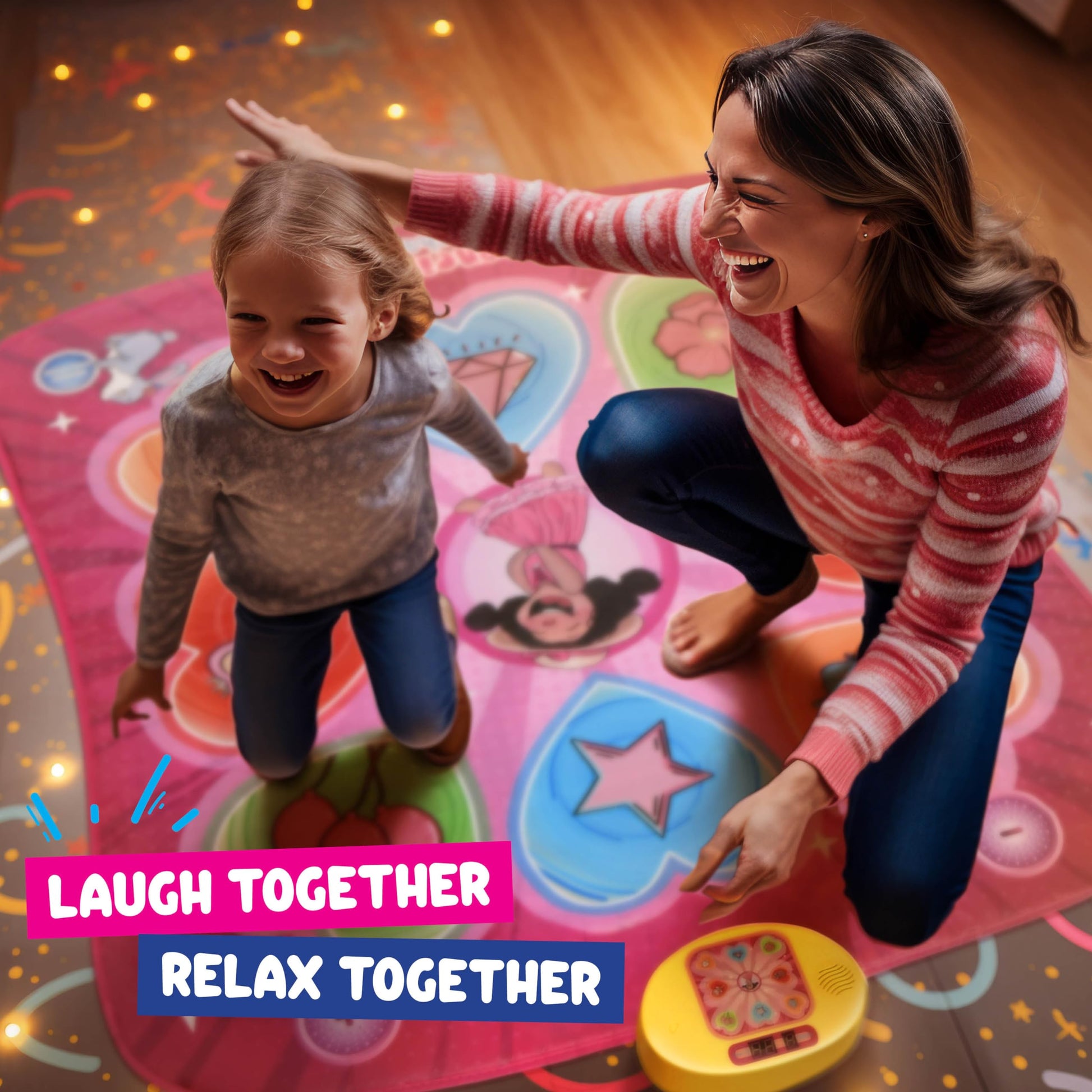 Top view of foldable Play22 dance mat for storage