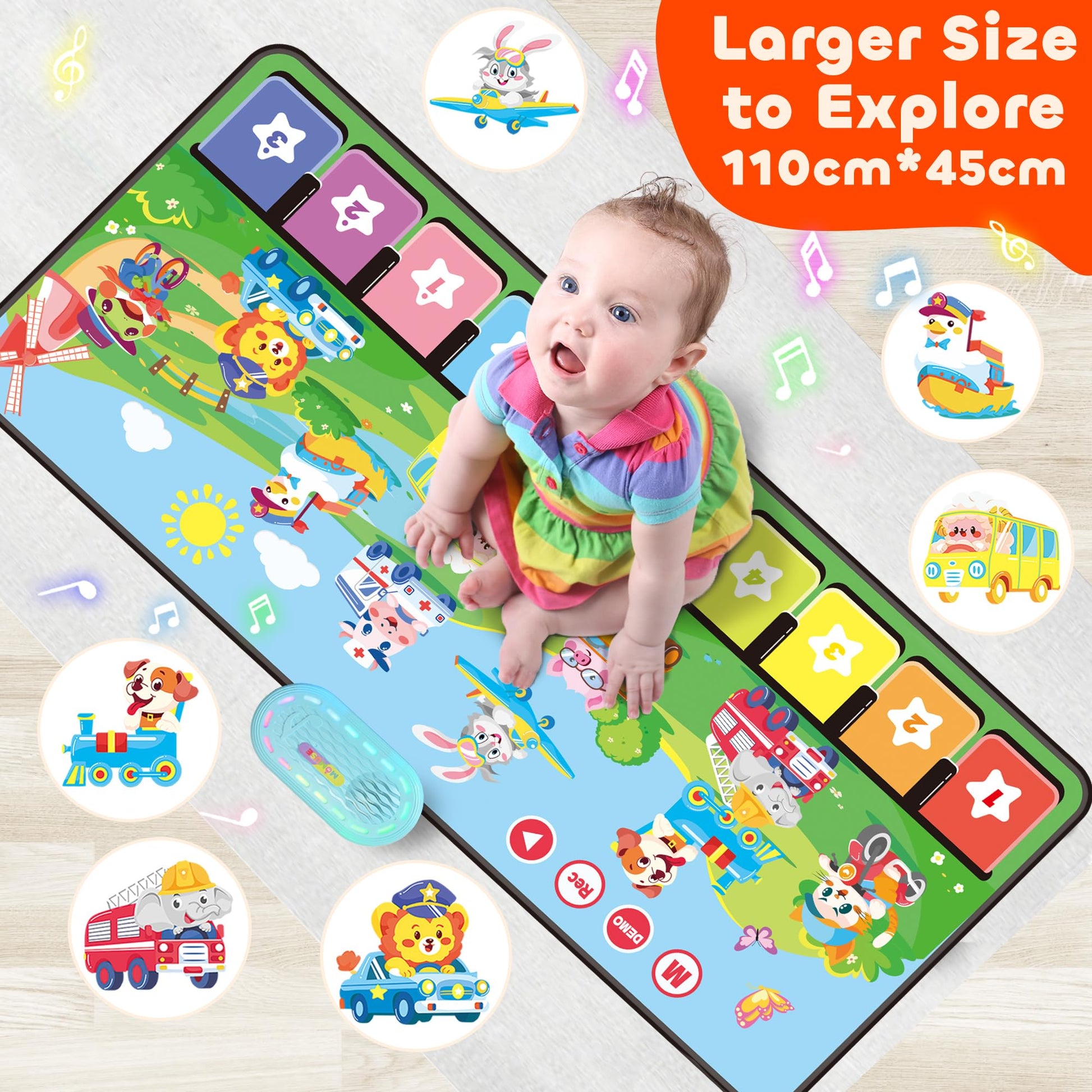 Momuse piano floor mat with colorful animal buttons
