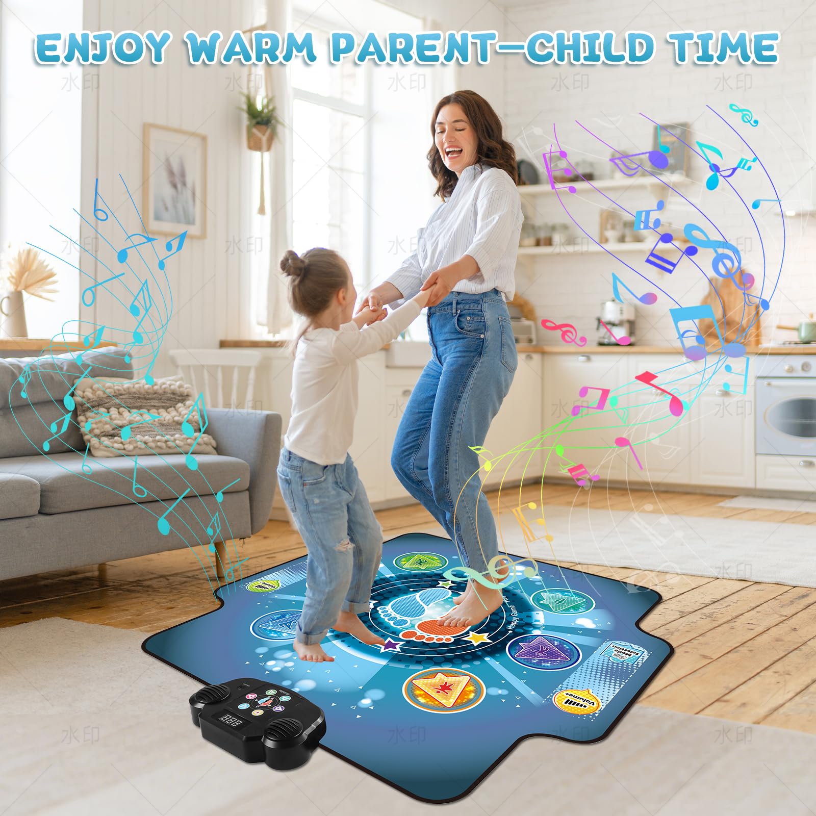 BulaBe dance mat showing 6 light-up panels and footprint design