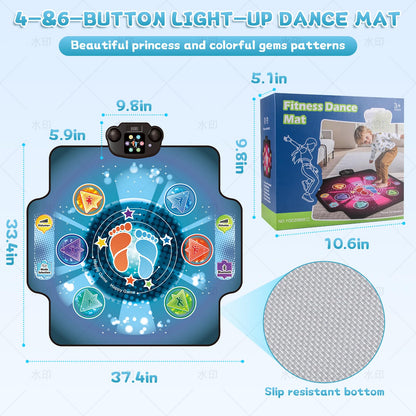 Top view of interactive dance mat for kids with bright colors