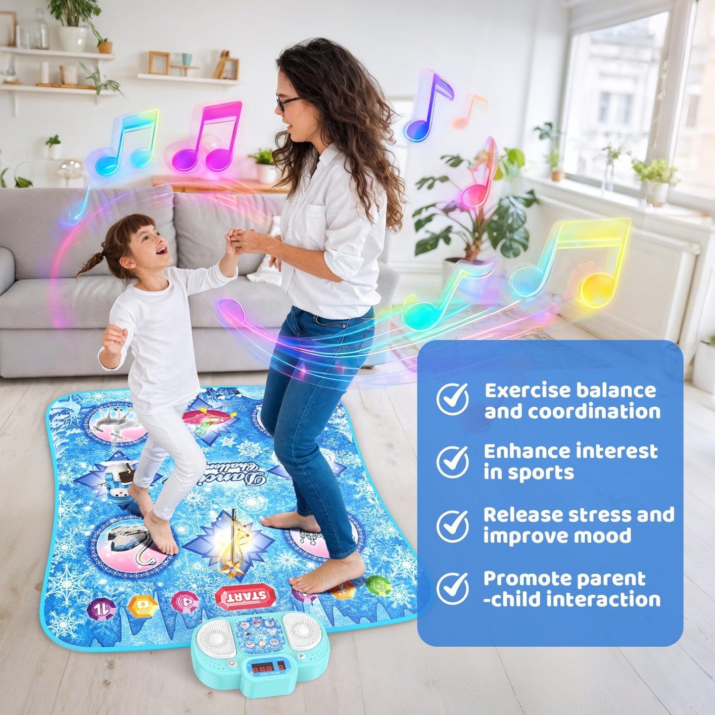Close up of touch sensitive buttons on Frozen dance mat
